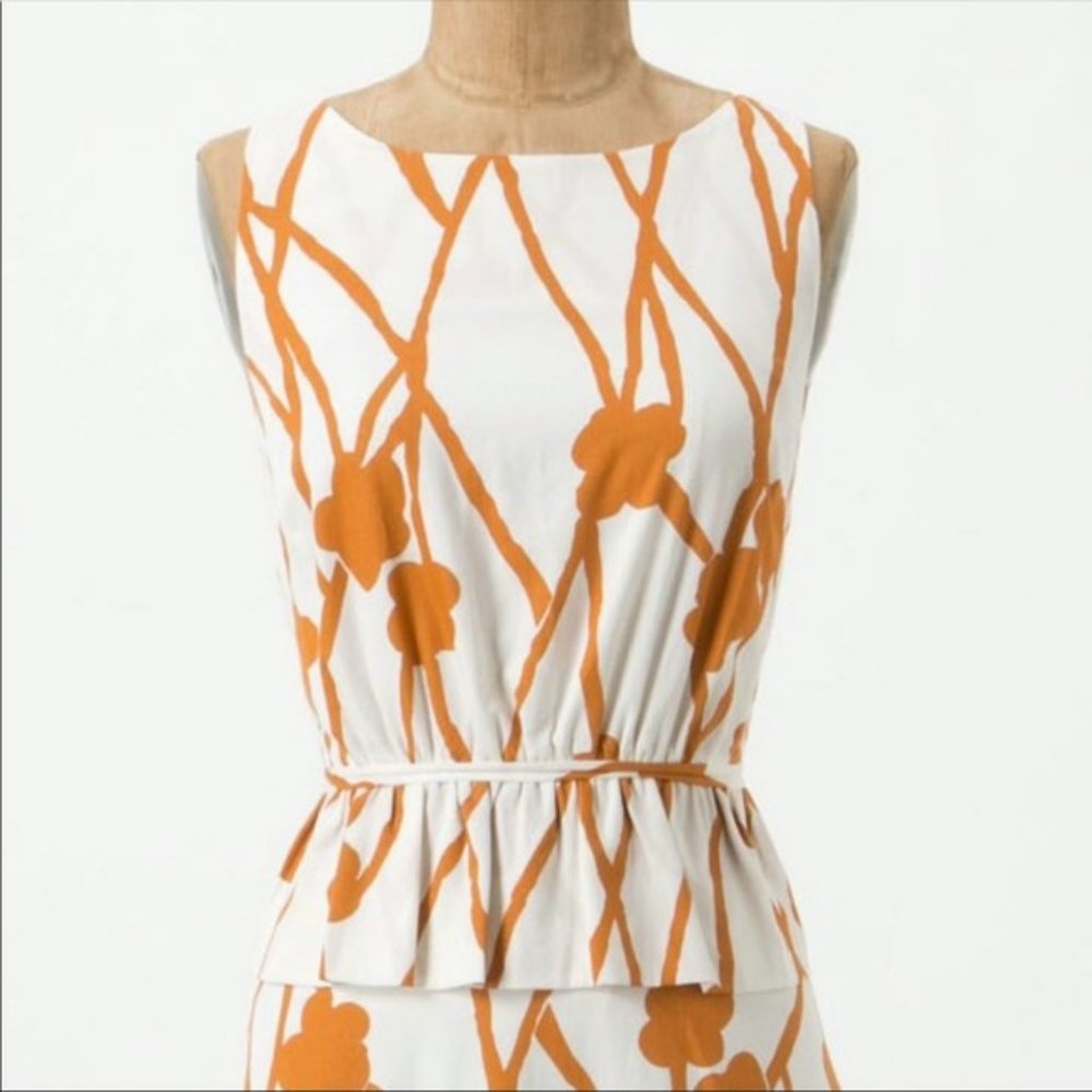 Anthropologie Maeve Ochre Vines Peplum